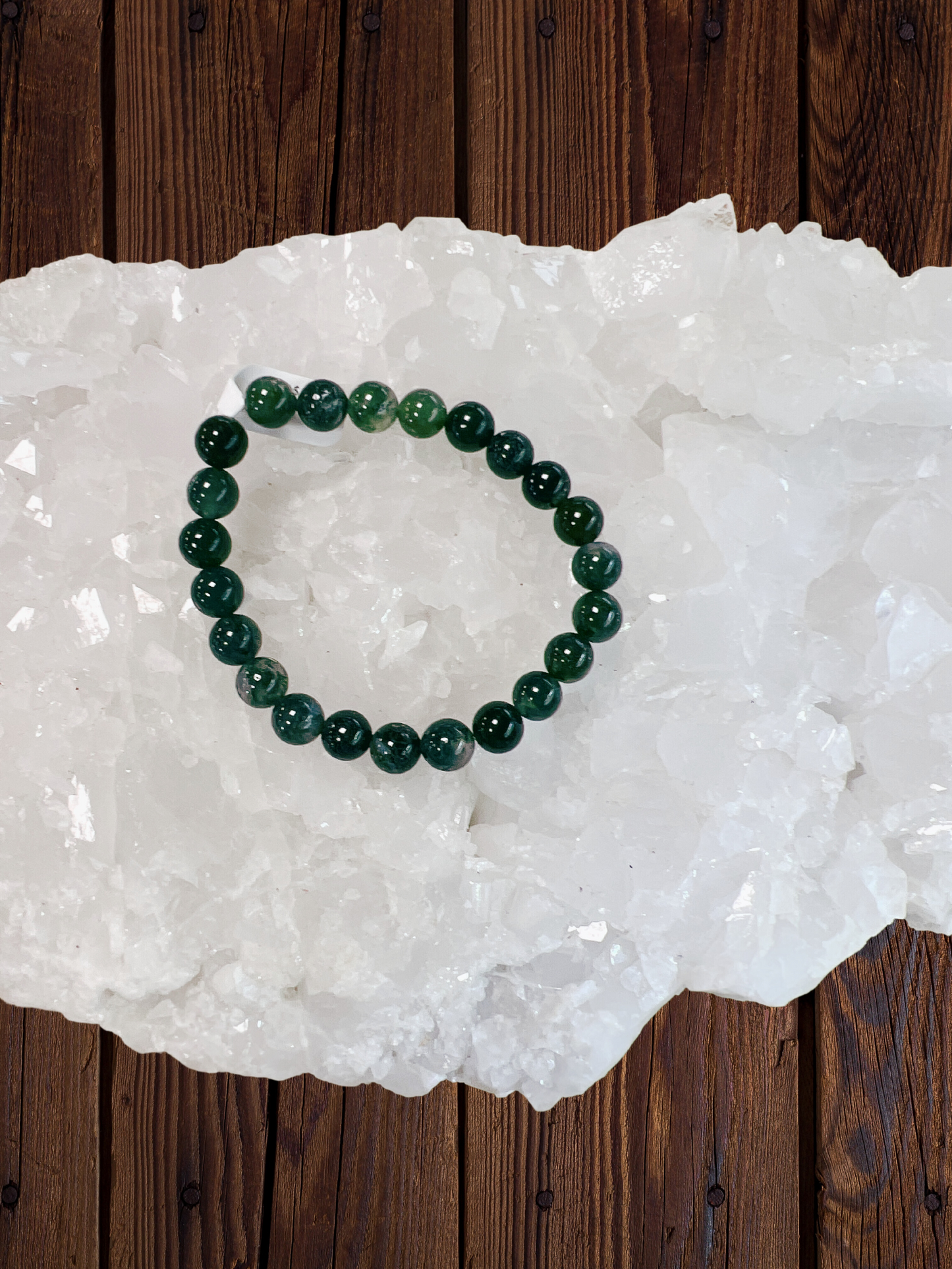 Moss Agate Bead Bracelet