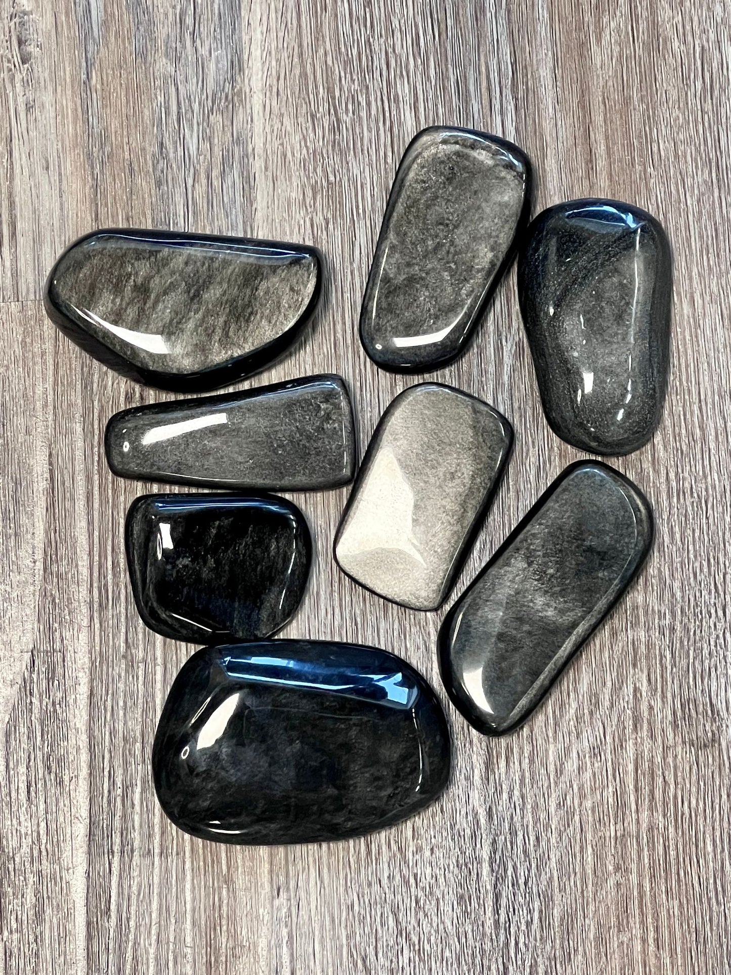 Silver Sheen Obsidian  Polished Flat