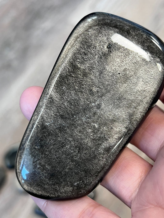 Silver Sheen Obsidian  Polished Flat