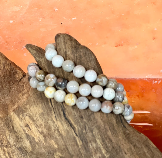 Fossil Coral Agate Bead Bracelet
