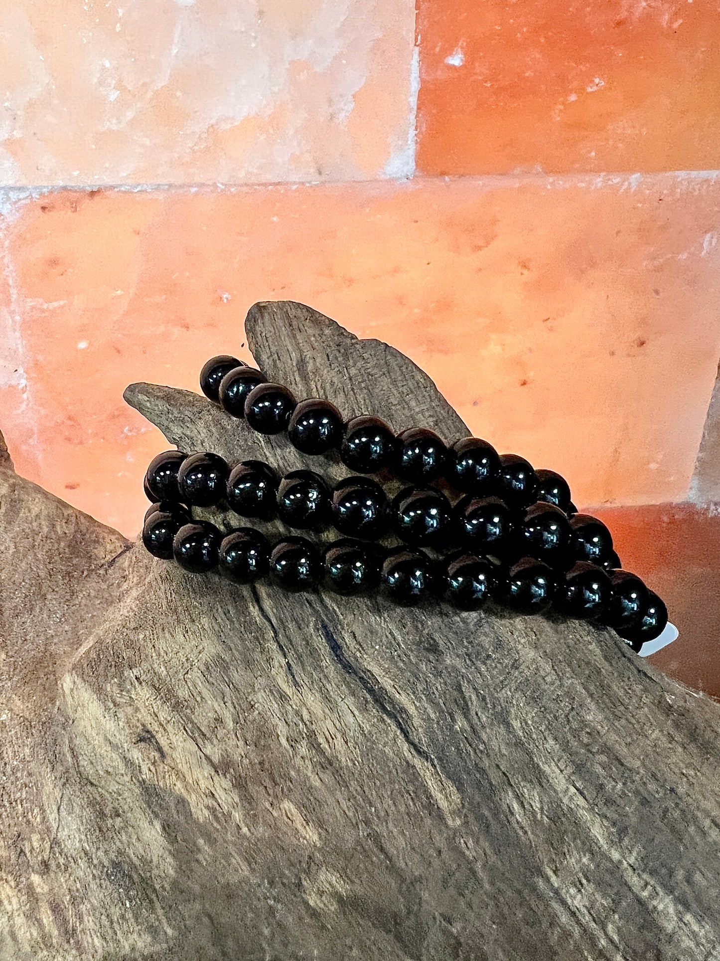 Black Tourmaline Bead Bracelet 8mm