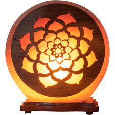 Lotus Salt Lamp w/ wood carving