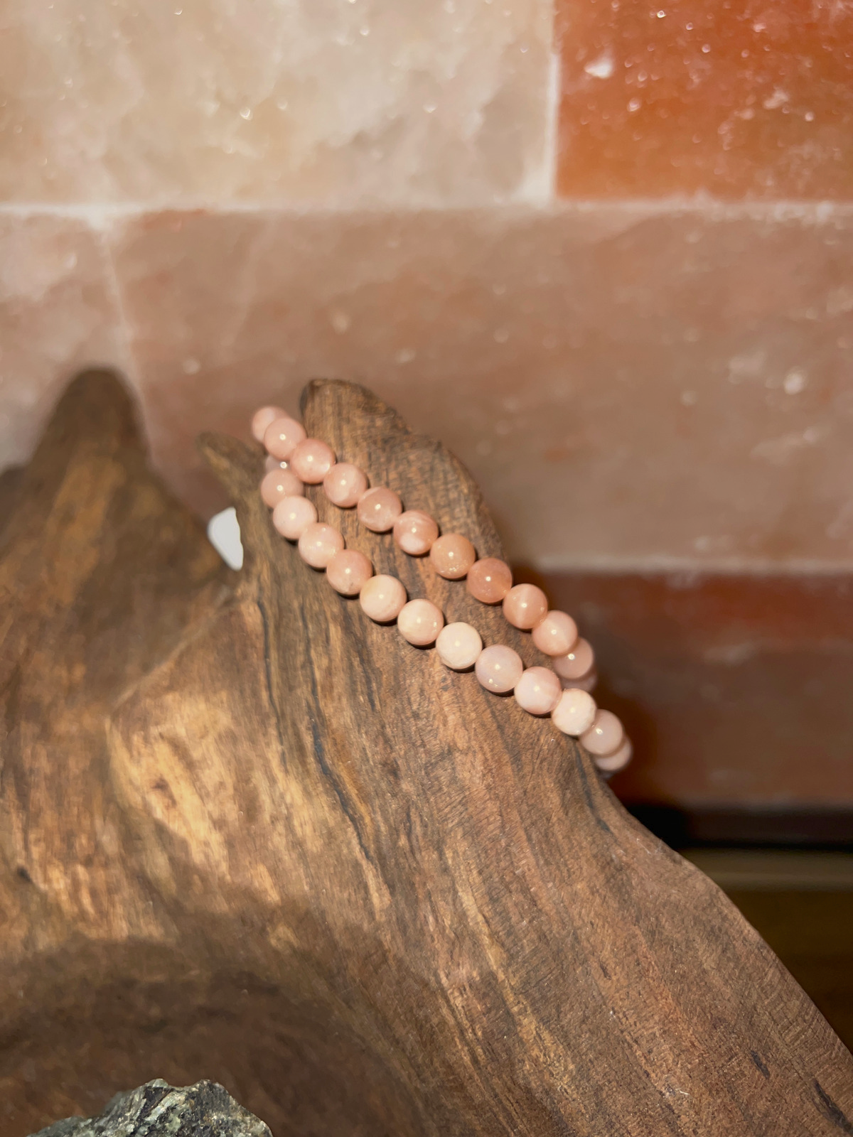 Peach Moonstone Bead Bracelet