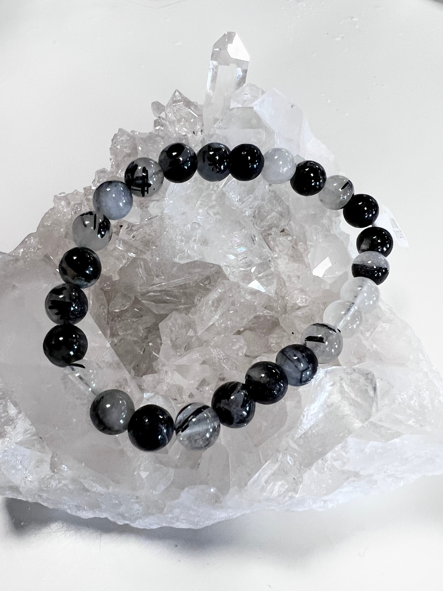 Black Rutilated Bead Bracelet